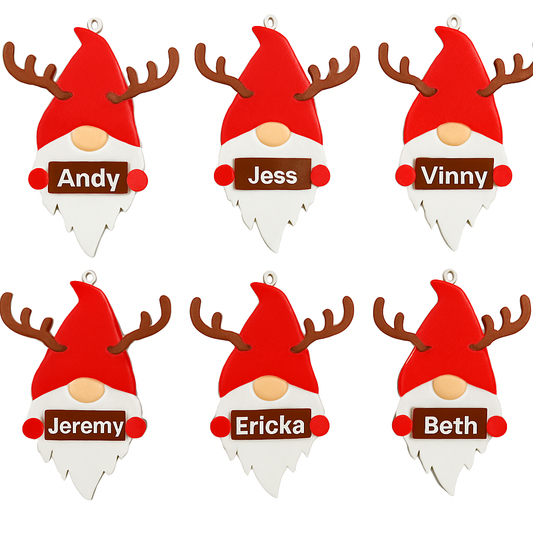 Personalized gnome ornament with custom name Christmas decoration
