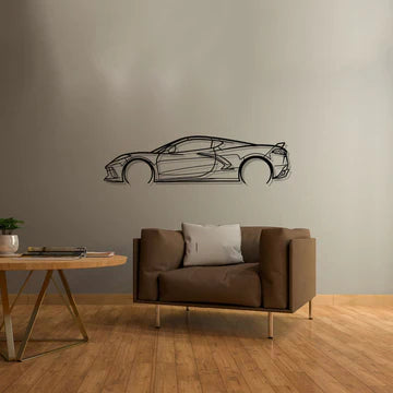 Corvette C8 Detailed Silhouette Wall Art