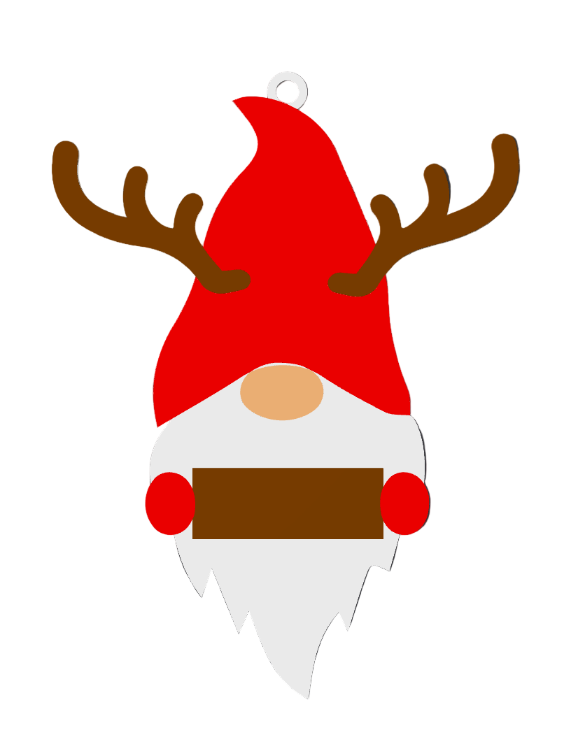 Gnome with red hat and antlers on a dark grid background