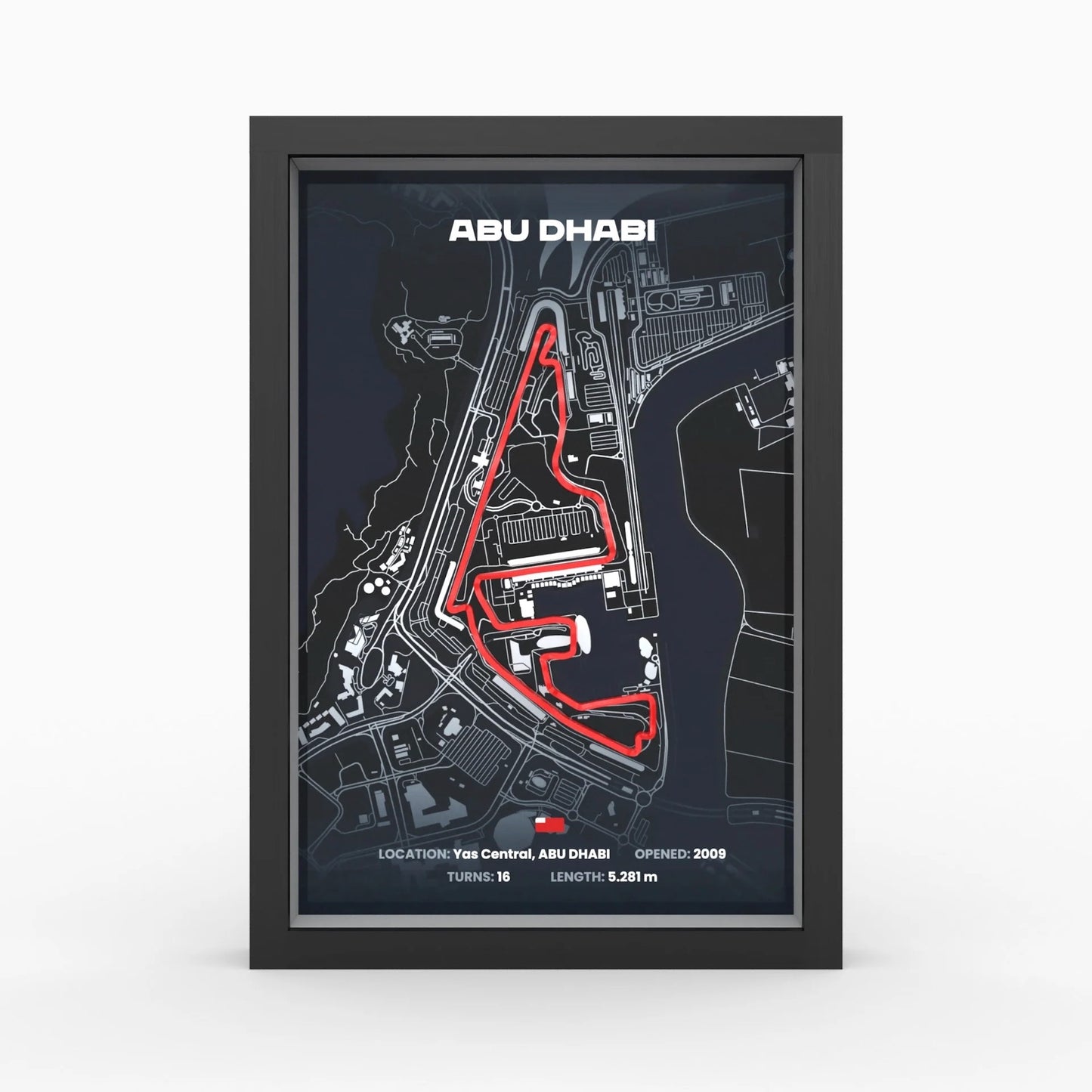 Abu Dhabi F1 track framed wall art front view A4