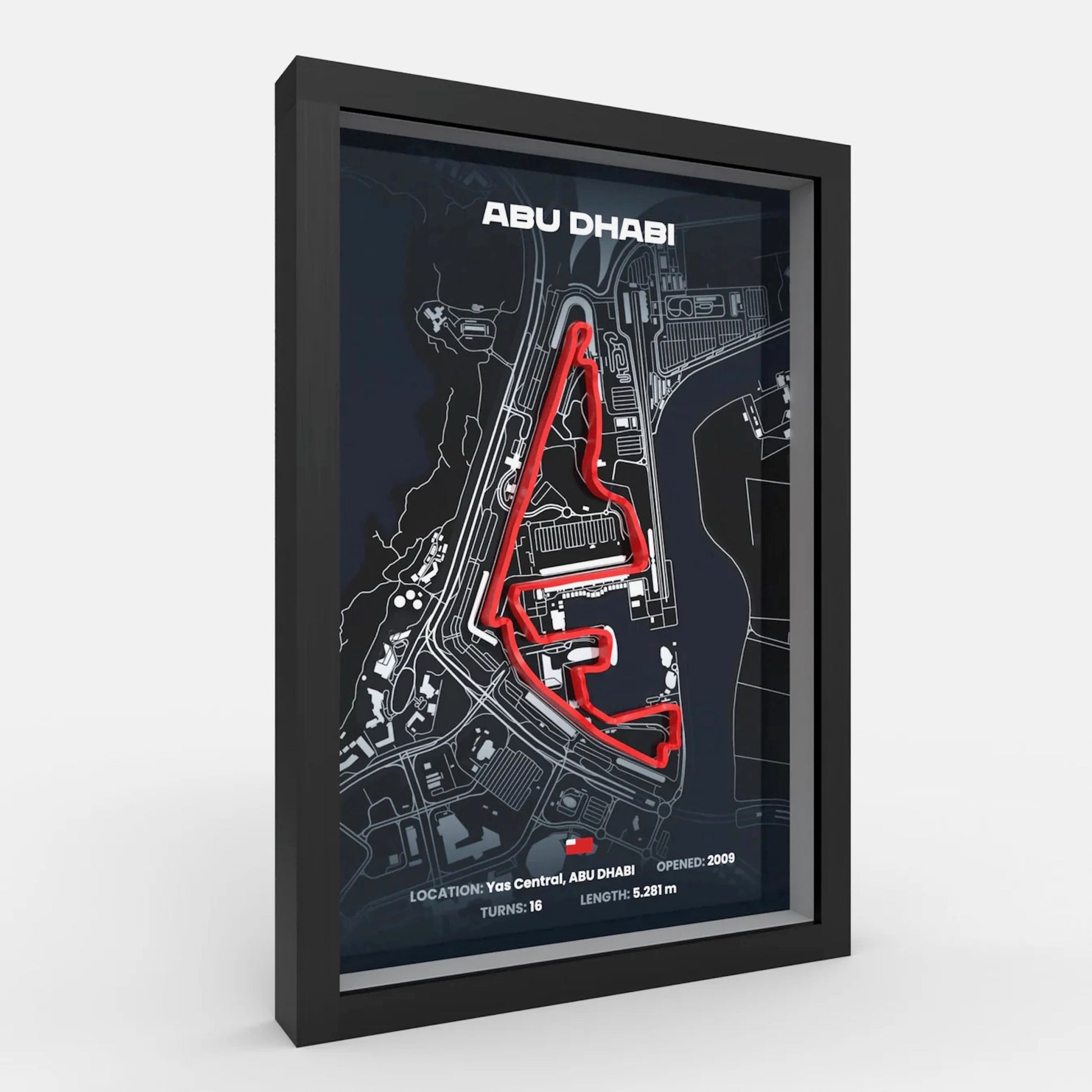 Side angle Yas Marina track artwork showing depth and precision