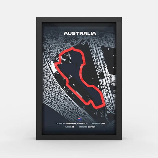 Melbourne Grand Prix Albert Park circuit framed wall art front display