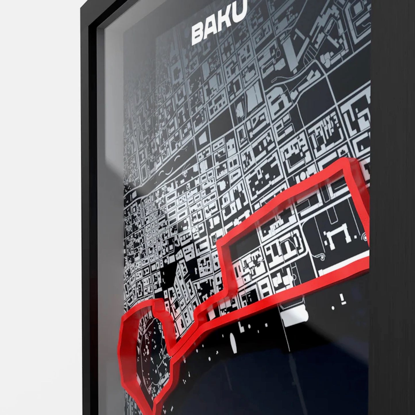 Detailed Baku street circuit 3D printed track close-up