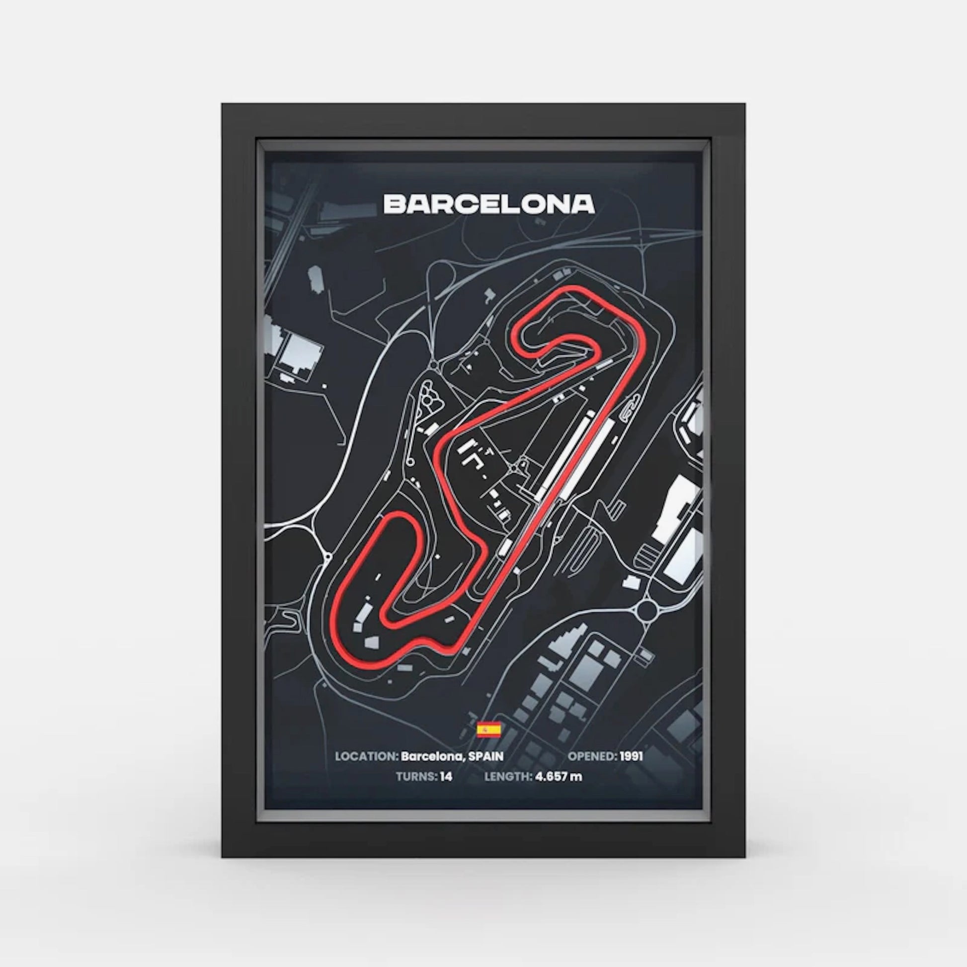 Barcelona Formula 1 track framed wall art front view A4