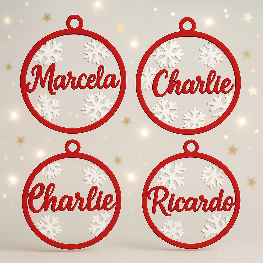 Personalized snowflake ornament with custom names Mark Joe Elke
