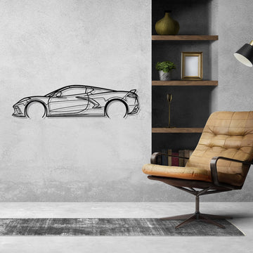 Corvette C8 Detailed Silhouette Wall Art
