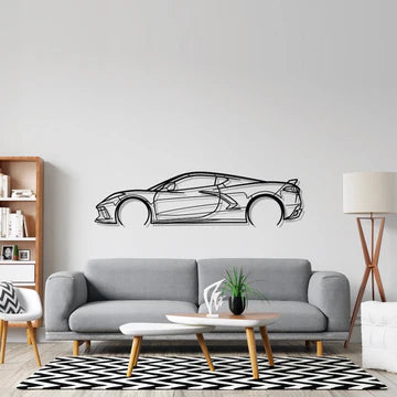 Corvette C8 Detailed Silhouette Wall Art
