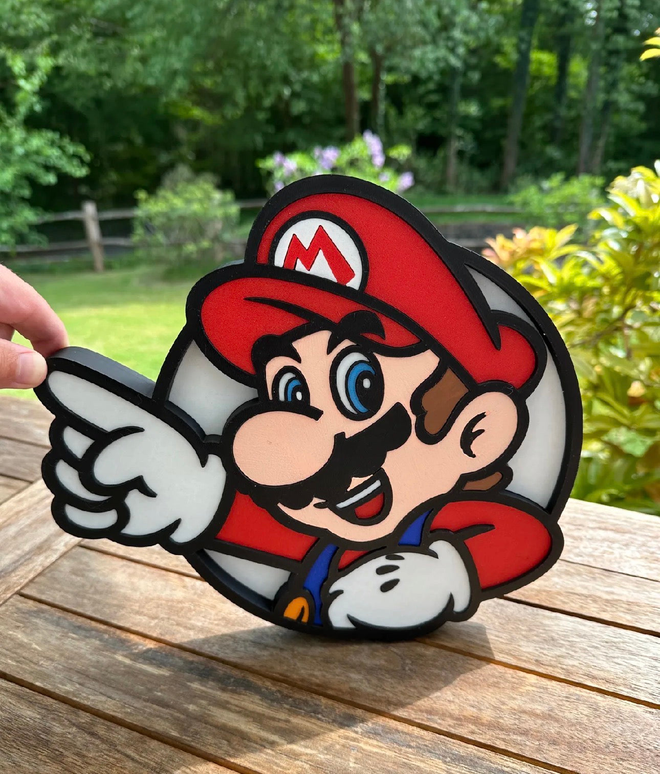 3D layered Mario wall art close-up showing colors and details