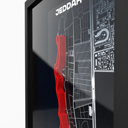 Close-up of Jeddah Corniche Circuit 3D printed track with fine layered precision