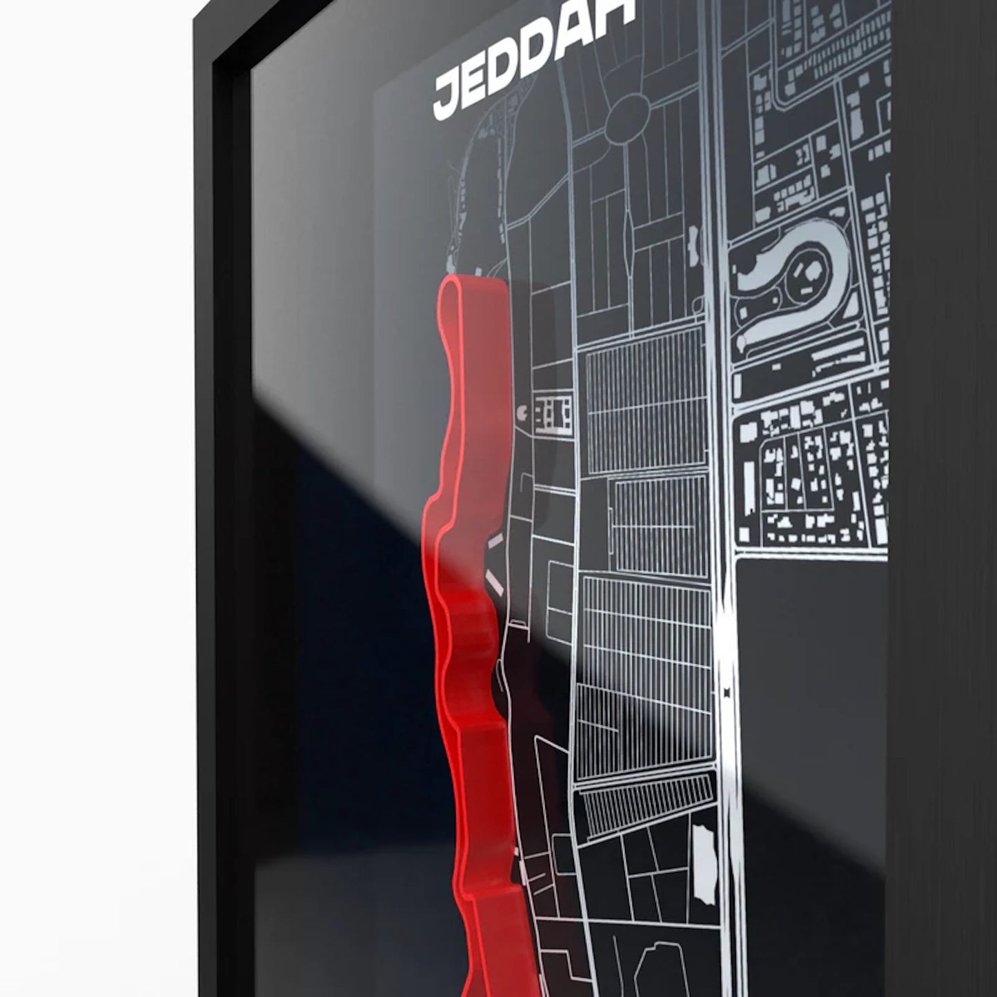 Close-up of Jeddah Corniche Circuit 3D printed track with fine layered precision