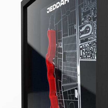 Close-up of Jeddah Corniche Circuit 3D printed track with fine layered precision
