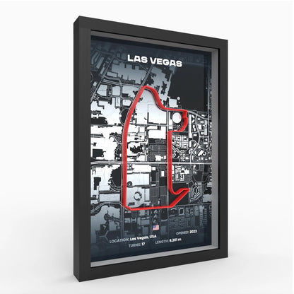 Side angle Las Vegas track artwork showing long straight layout