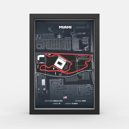 Miami Grand Prix track framed wall art front view A4 display