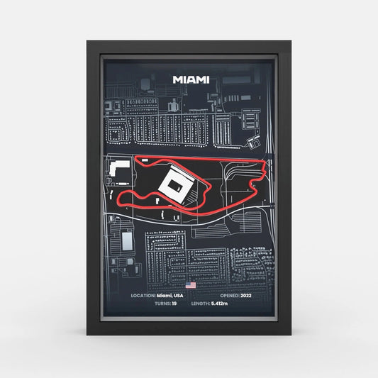 Miami Grand Prix track framed wall art front view A4 display