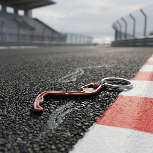 Circuit de Monaco F1 track keychain in black and red 3D-printed design