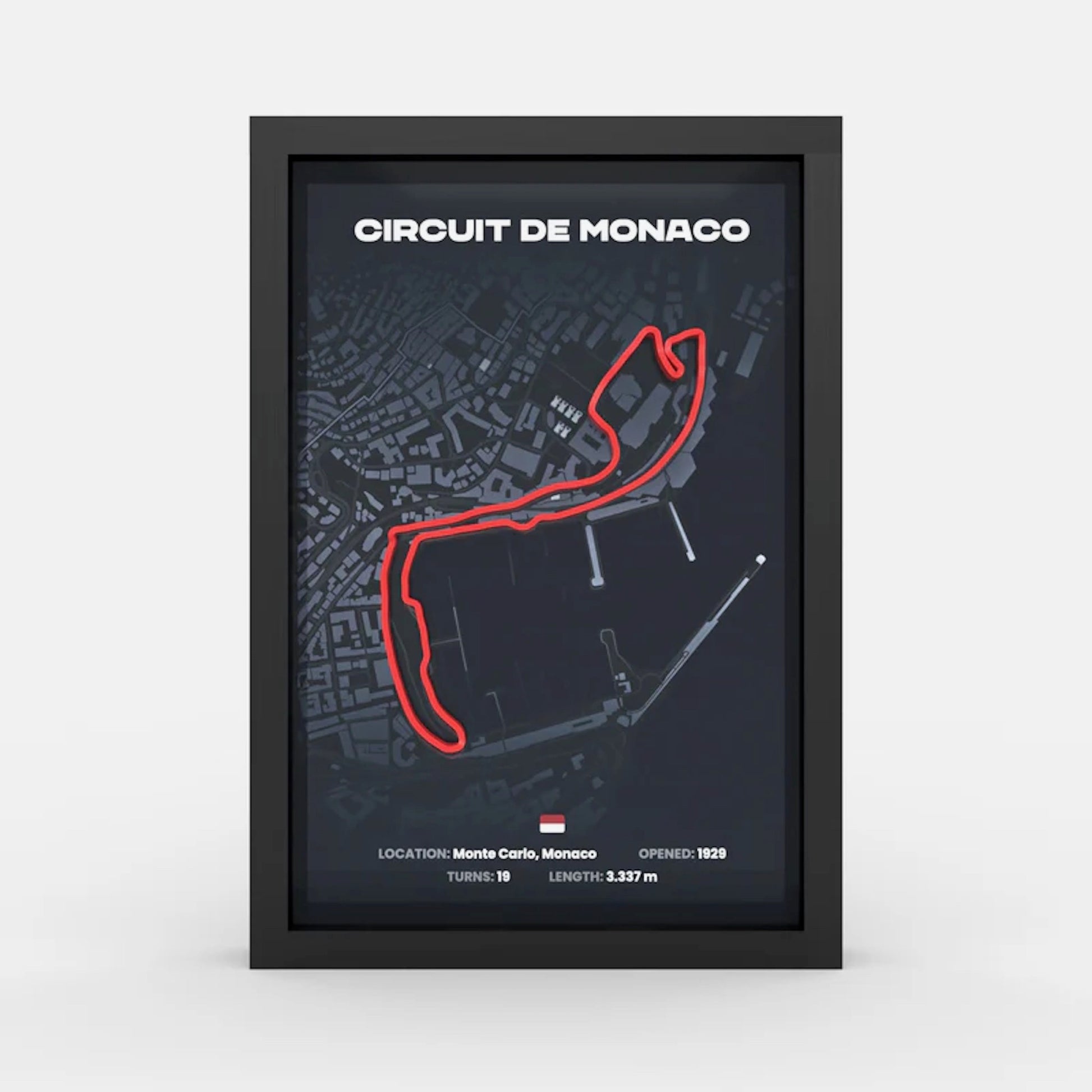 Monaco Grand Prix track framed wall art front view luxury A4