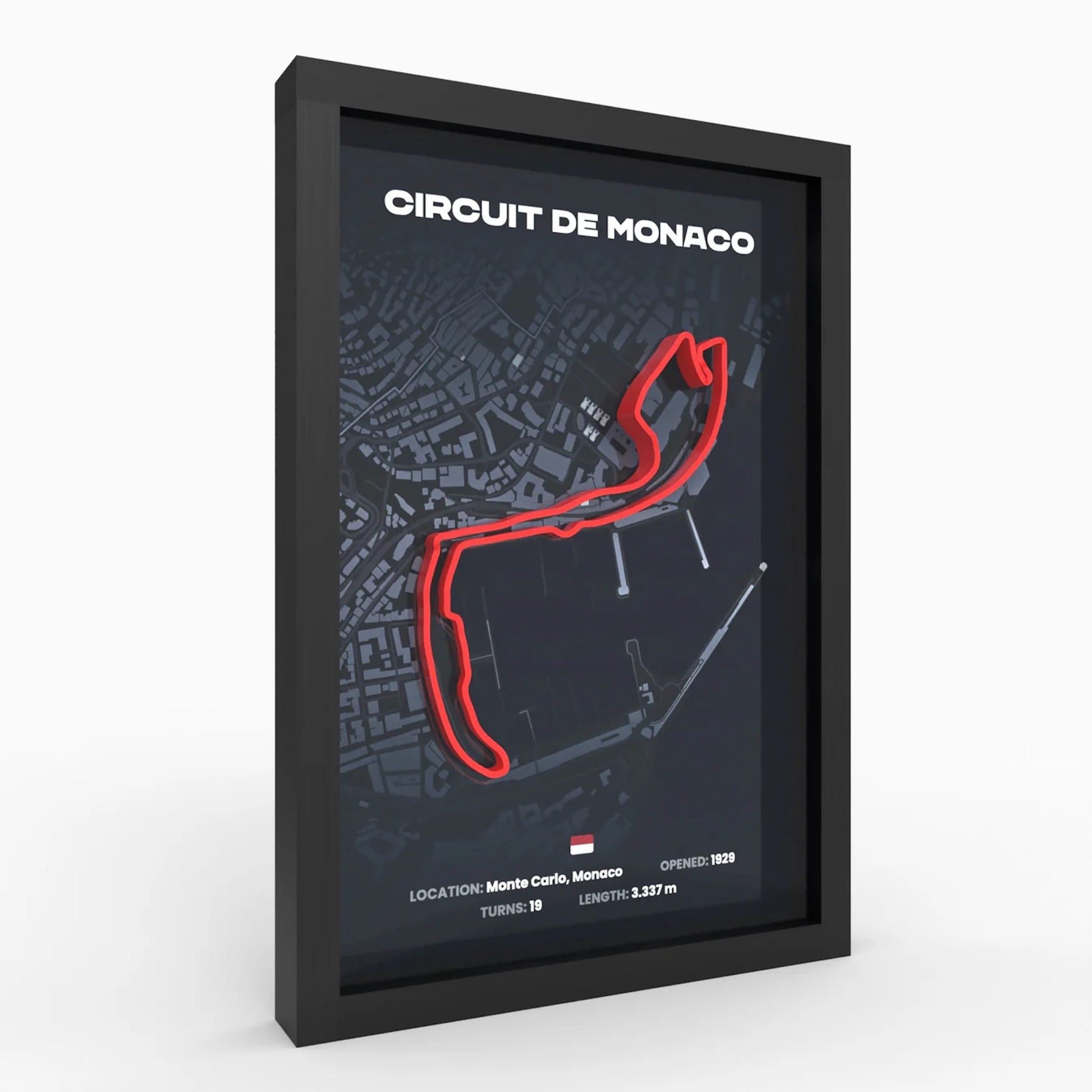 Side angle Monaco track artwork showing compact layered depth