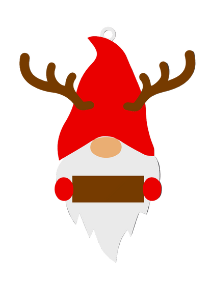 Gnome with red hat and antlers on a dark grid background