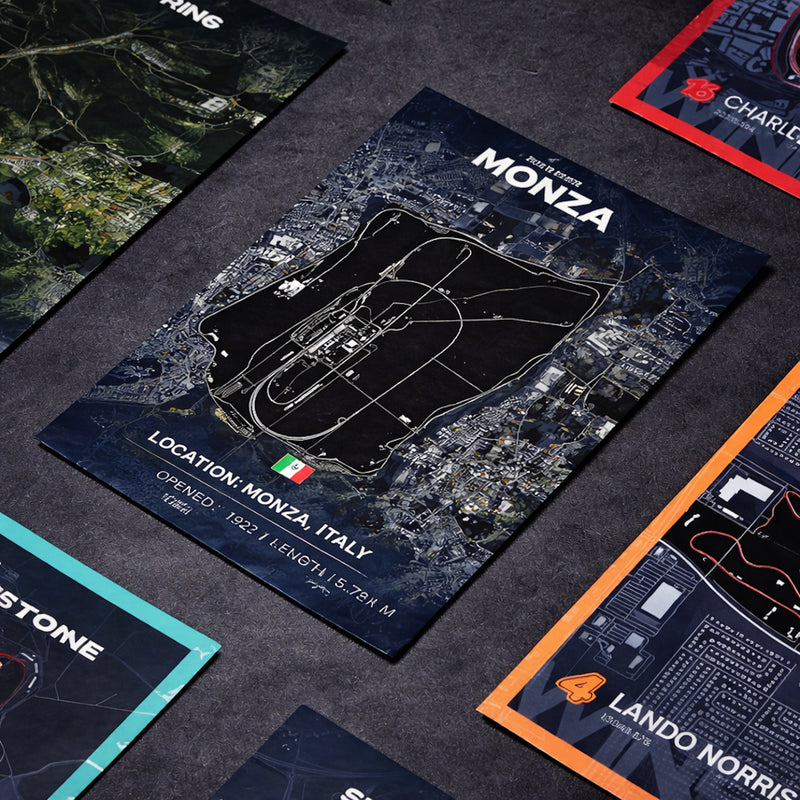 Premium Formula 1 Monza poster print with detailed circuit artwork and dark modern race-inspired design