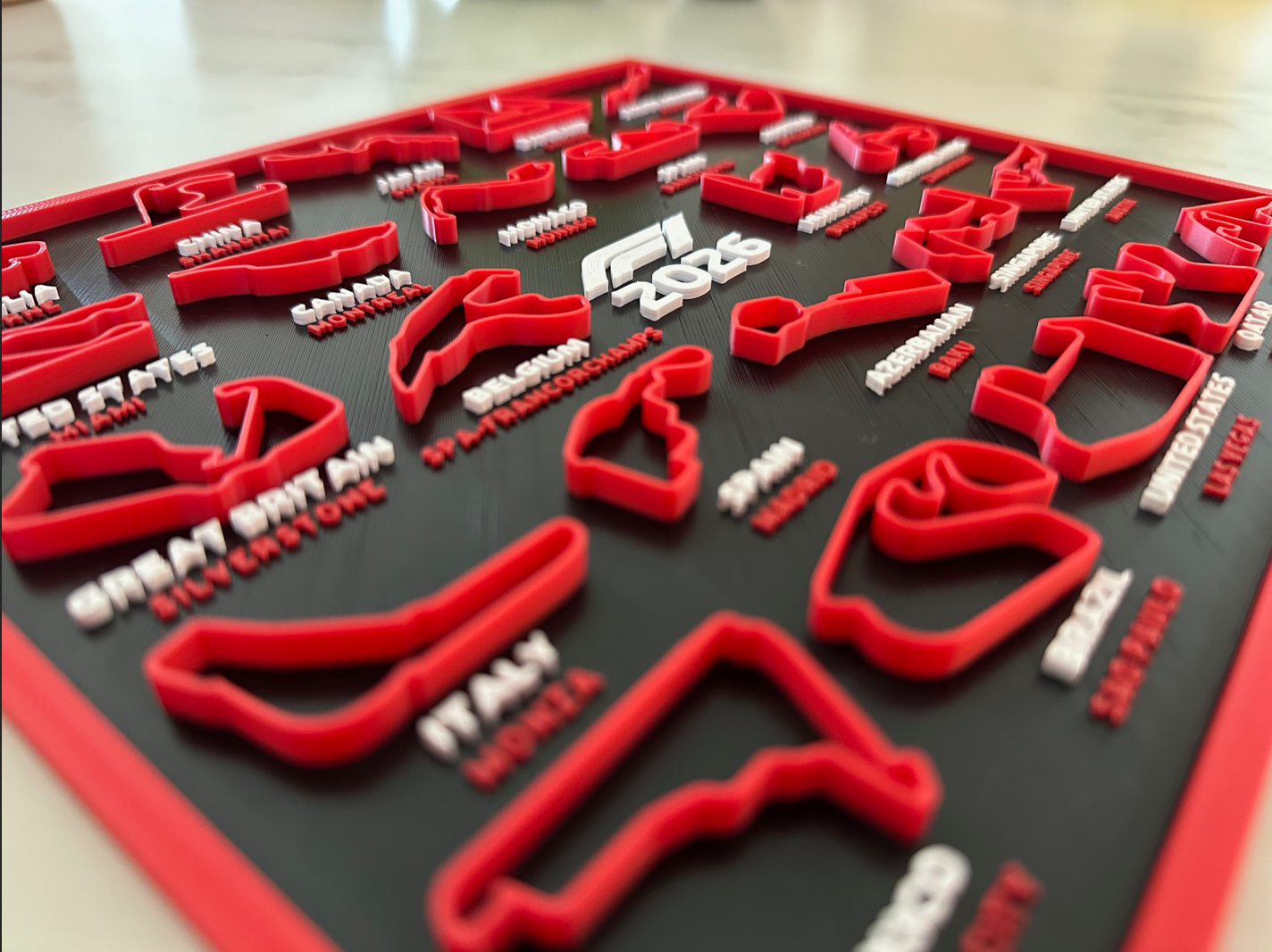 Red and white Formula 1 2026 Calendar
