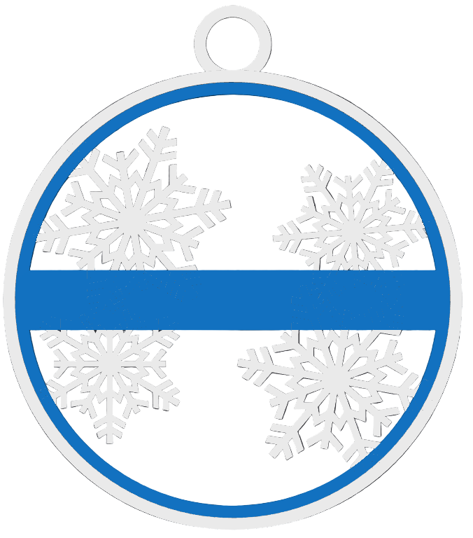 Decorative ornament with four snowflakes on a dark background