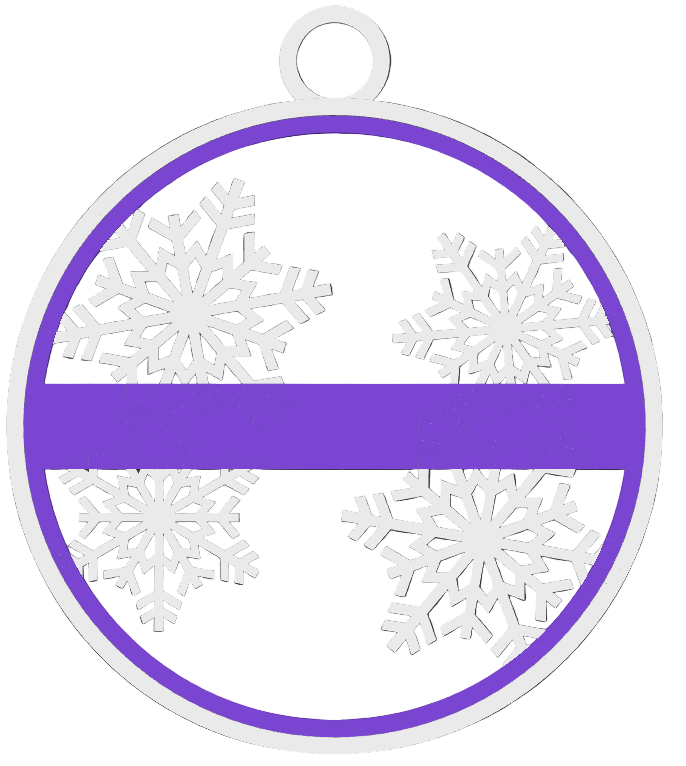 Circular ornament with snowflake designs on a black grid background