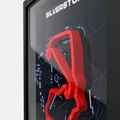 Close-up Silverstone circuit 3D printed track with sharp detail