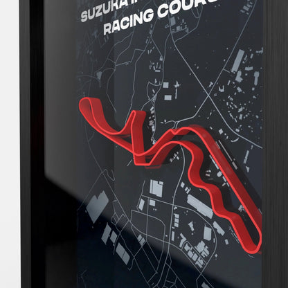 Close-up of Suzuka Circuit iconic layout in 3D printed layered form
