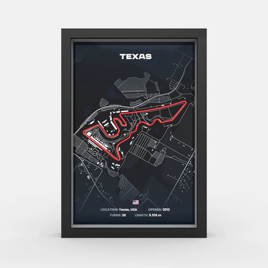 Austin Texas Formula 1 track framed wall art front view