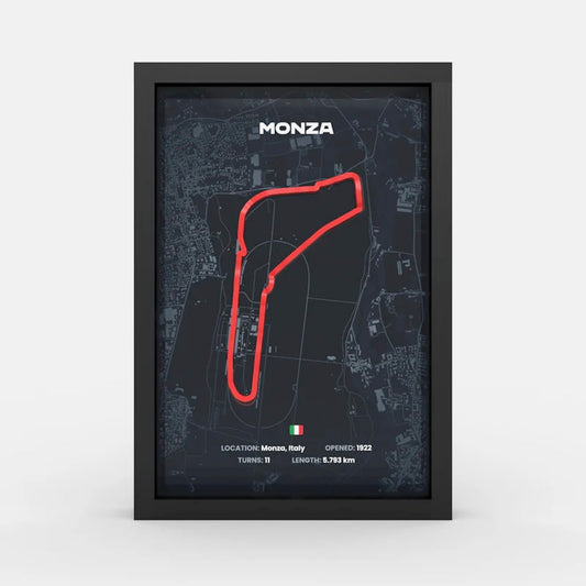Monza Formula 1 track framed wall art front perspective