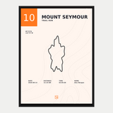 Editorial custom route poster with cream contours, orange number and centred Nova logo. Illustrative synthetic route.