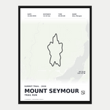 Mono Map custom route poster with geographic basemap, personalized details and black Nova logo. Illustrative synthetic route.