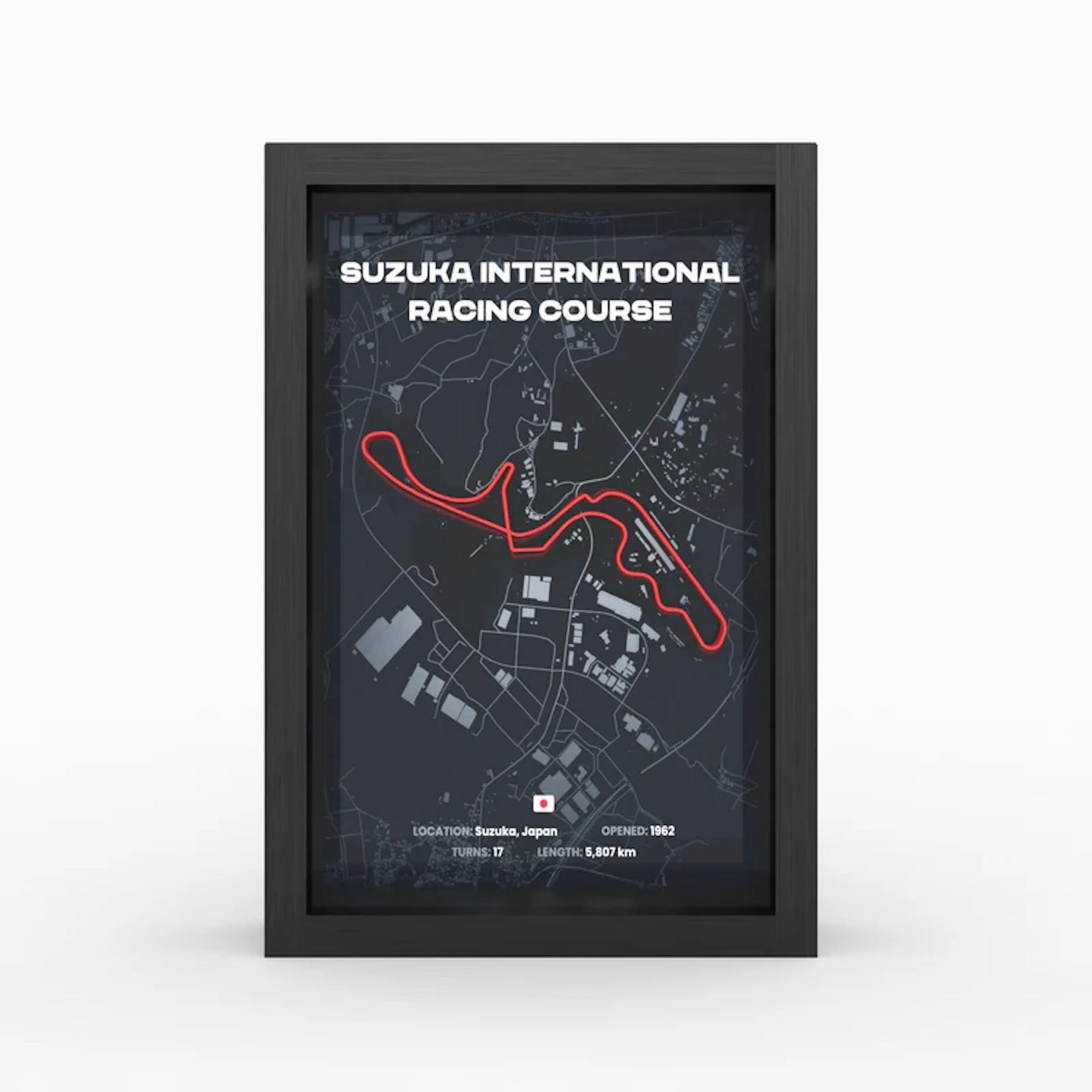 Suzuka Formula 1 track framed 3D wall art front view premium A4